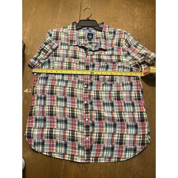 Nautica Jeans Women's Blue Patchwork Plaid Camp Button-Up Shirt Top Size:: XL - Picture 4 of 6